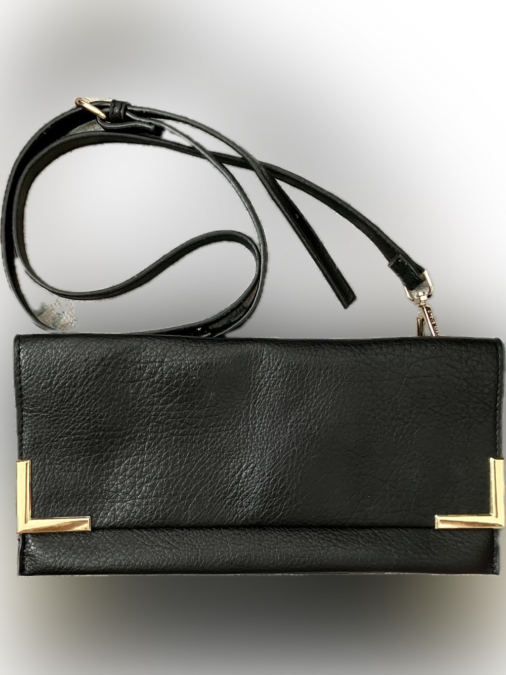 Steve Madden Black Leather Crossbody Bag with Gold Hardware